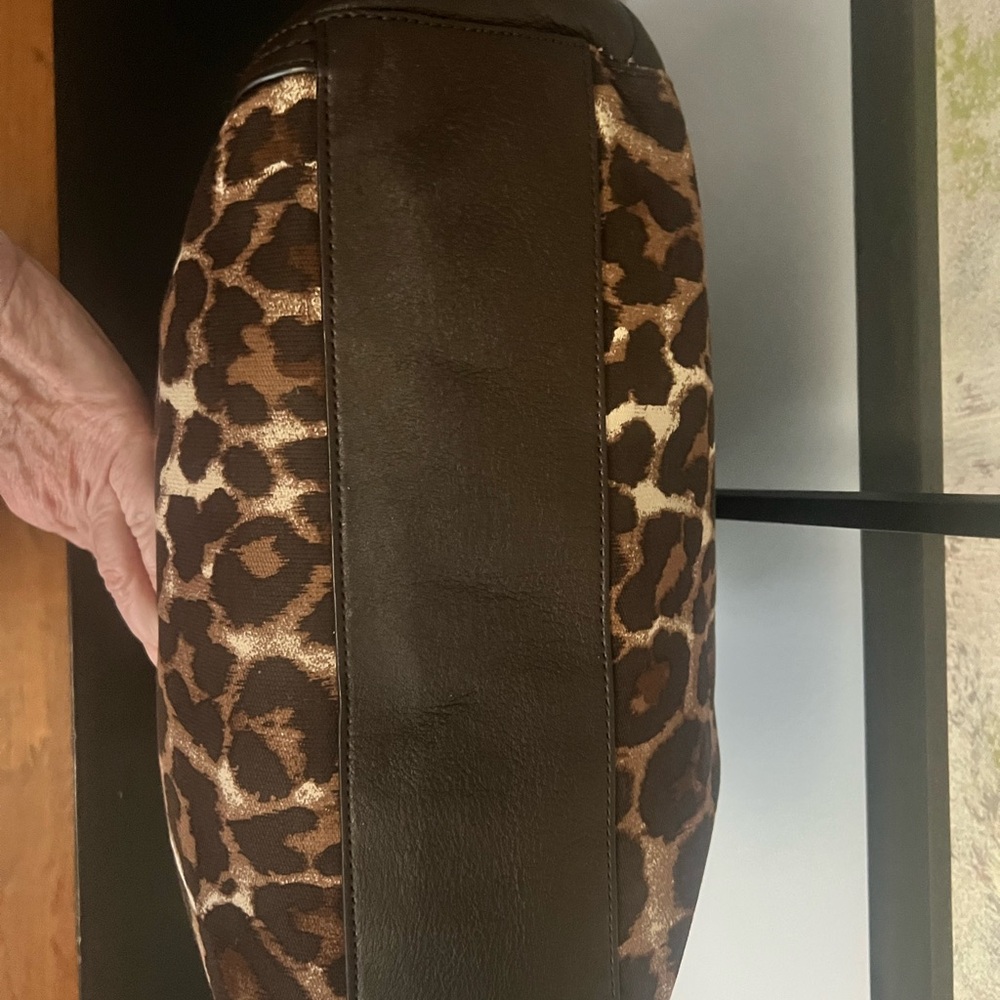 Coach Brown Park Chain Leopard Print Shoulder Bag - Picture 9 of 13